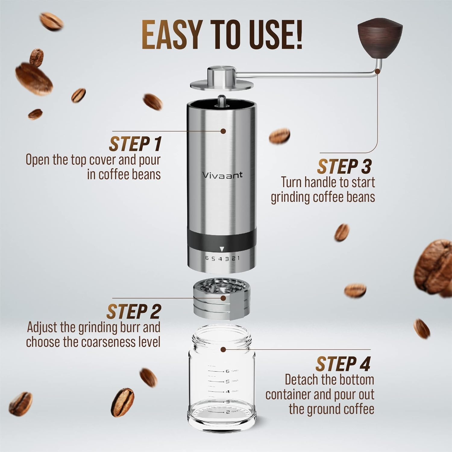 Vivaant Coffee Grinder Manual Capacity 32g