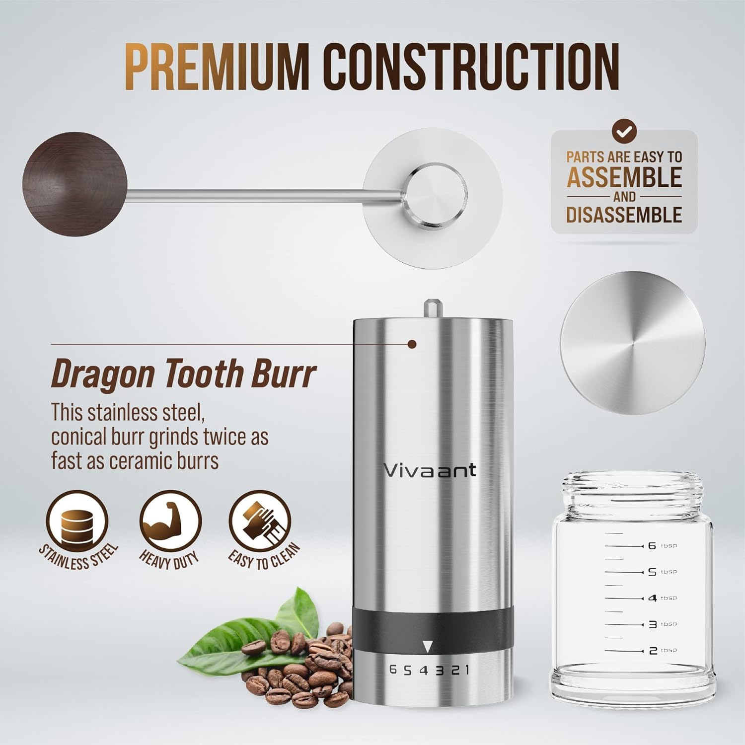 Vivaant Coffee Grinder Manual Capacity 32g