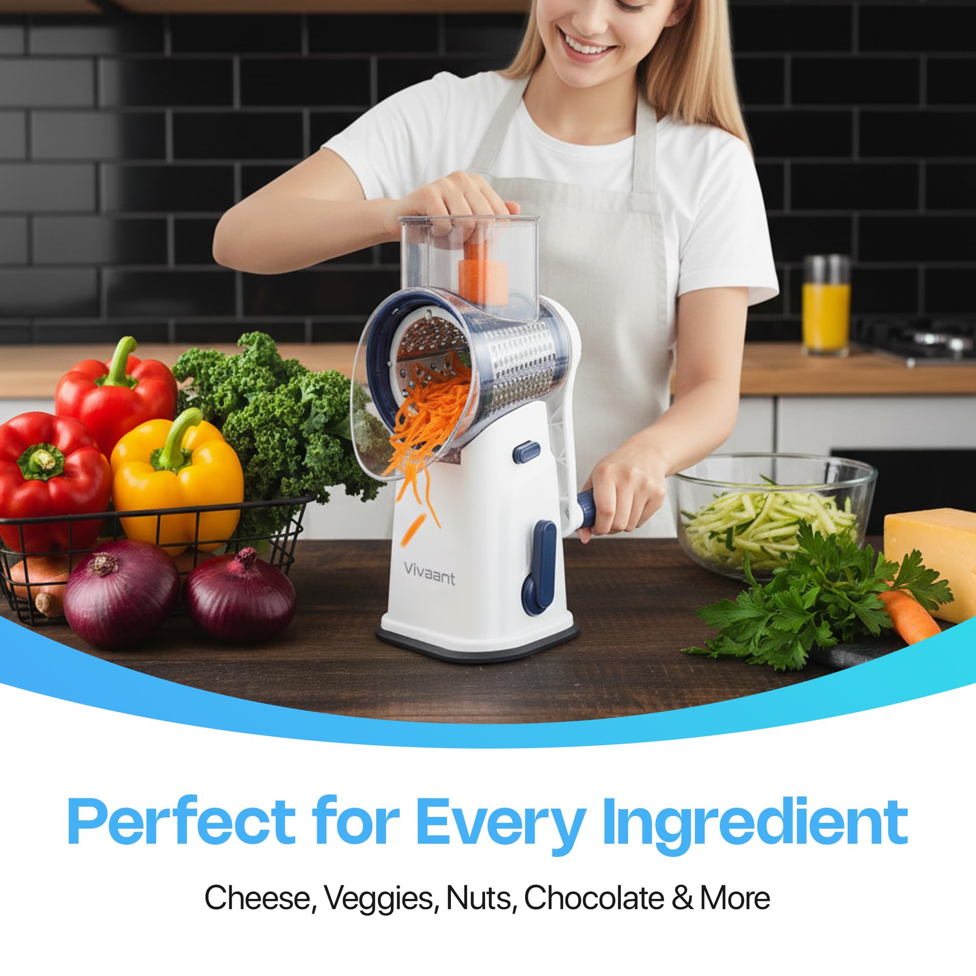 Vivaant Parmesan Cheese Grater Hand Crank