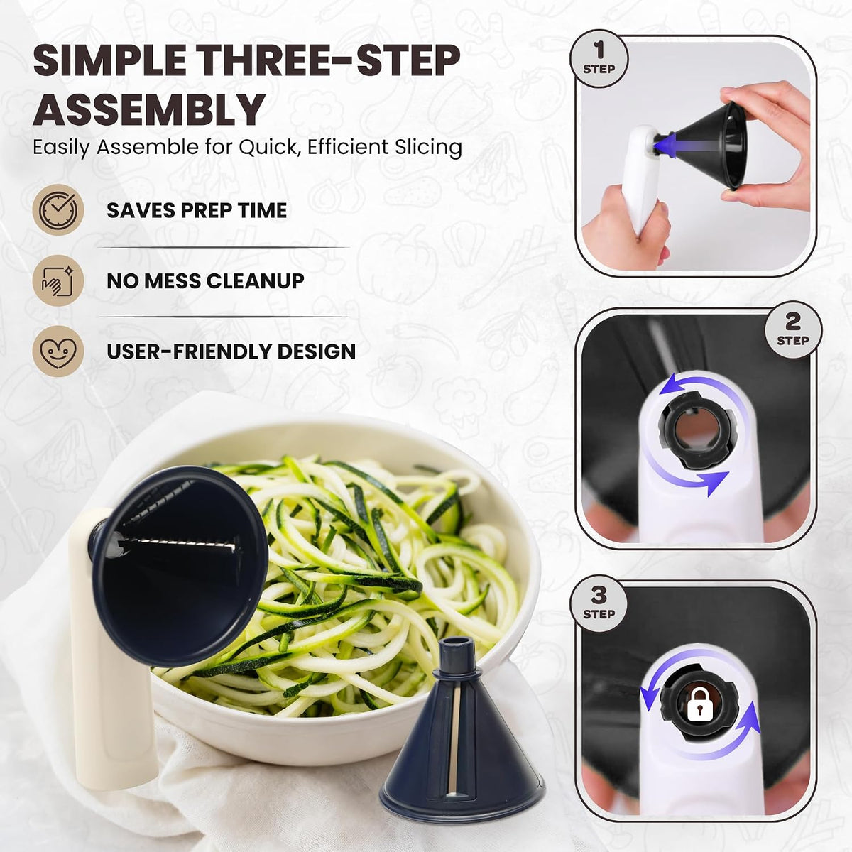 Vivaant Handheld Vegetable Spiralizer | Vegetable Noodle Maker