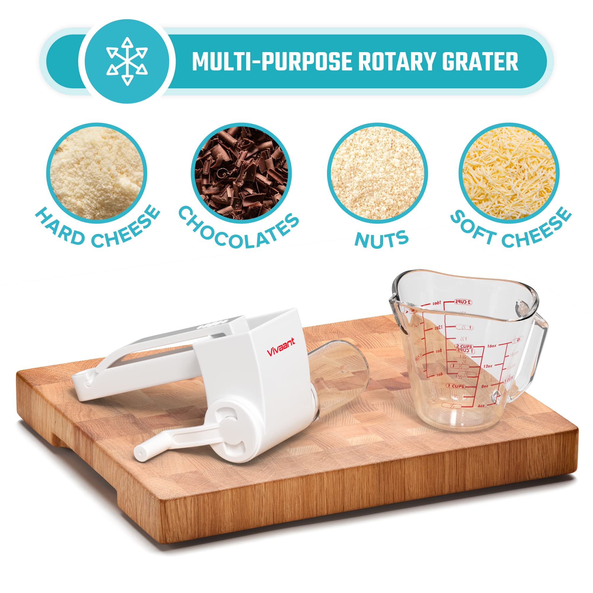 Vivaant Parmesan Cheese Grater Hand Crank