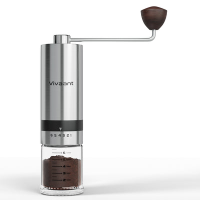 Vivaant Coffee Grinder Manual Capacity 32g - Stainless Steel Conical Burr Coffee Grinder Hand, Manual Coffee Grinder Espresso with Adjustable Settings, Portable Coffee Bean Grinder for French Press
