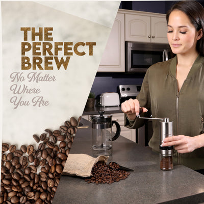 Vivaant Coffee Grinder Manual Capacity 32g - Stainless Steel Conical Burr Coffee Grinder Hand, Manual Coffee Grinder Espresso with Adjustable Settings, Portable Coffee Bean Grinder for French Press