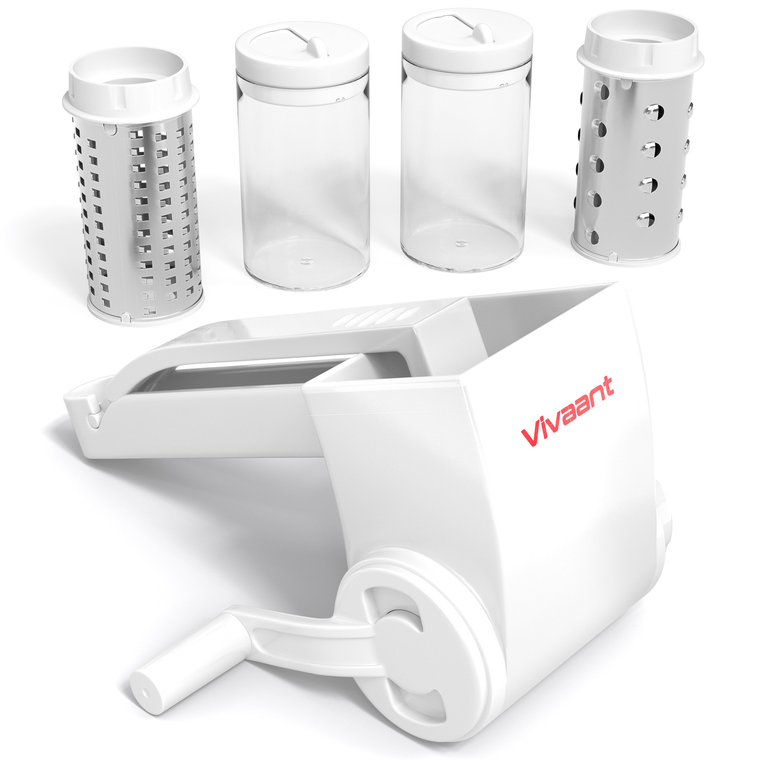 Vivaant Parmesan Cheese Grater Hand Crank, Restaurant-Grade Rotary Cheese Grater Handheld Italian Style with 2 Stainless Steel Drum Blades is Dishwasher Safe & Easy to Clean