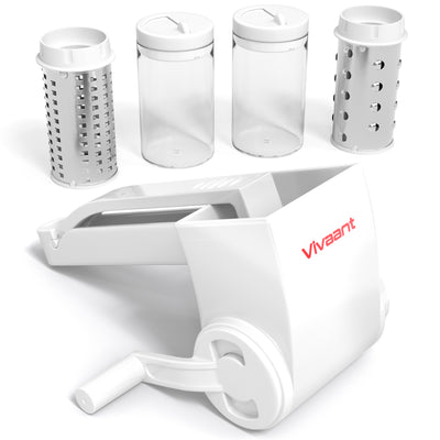 Vivaant Parmesan Cheese Grater Hand Crank, Restaurant-Grade Rotary Cheese Grater Handheld Italian Style with 2 Stainless Steel Drum Blades is Dishwasher Safe & Easy to Clean